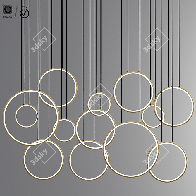 Minimalist Circle Rings Suspension Light 3D model image 1