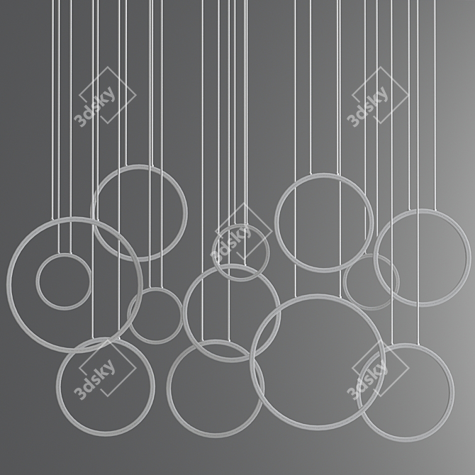 Minimalist Circle Rings Suspension Light 3D model image 2