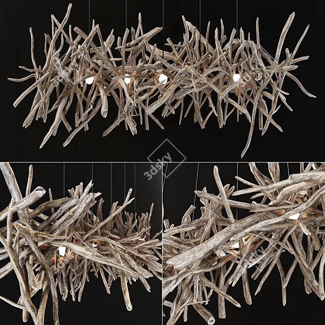 Rustic Branch Lamp: Nature-inspired Decor 3D model image 1