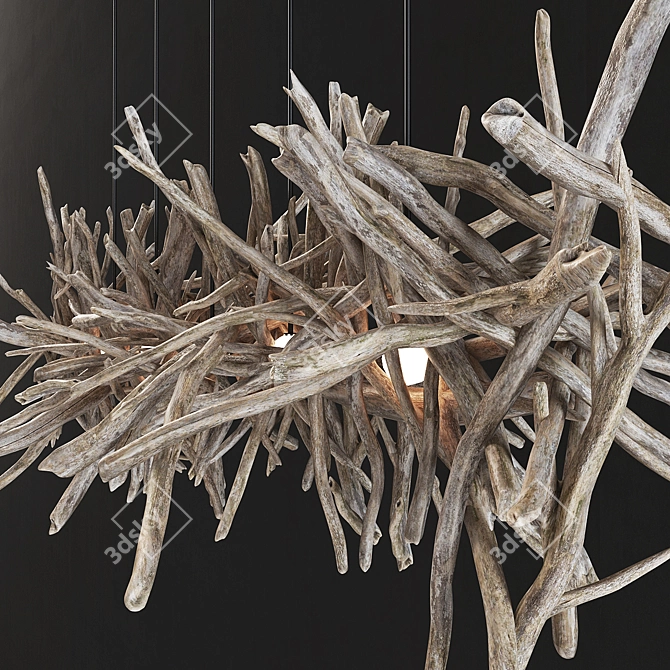 Rustic Branch Lamp: Nature-inspired Decor 3D model image 2