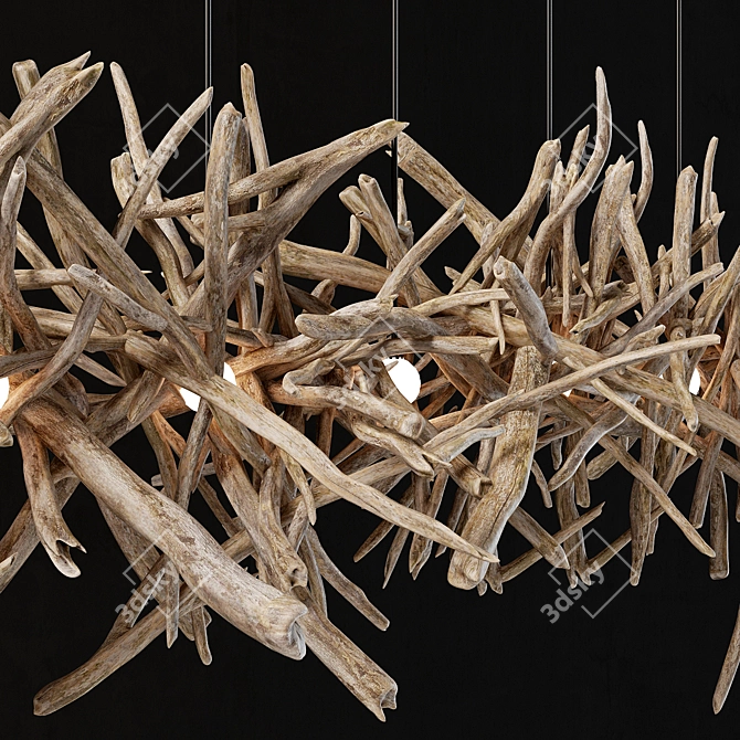 Rustic Branch Lamp: Nature-inspired Decor 3D model image 3