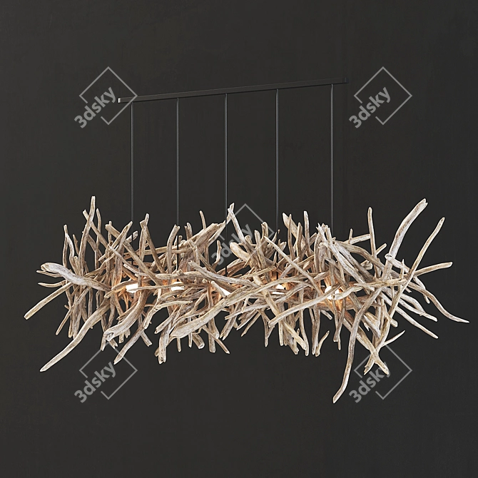 Rustic Branch Lamp: Nature-inspired Decor 3D model image 4