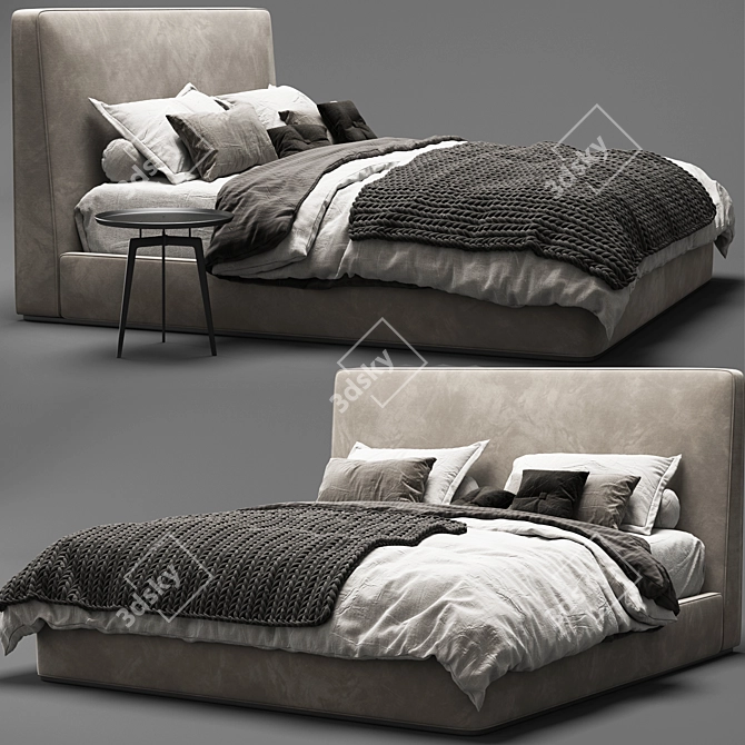 Modern Minotti Powell Bed 3D model image 1