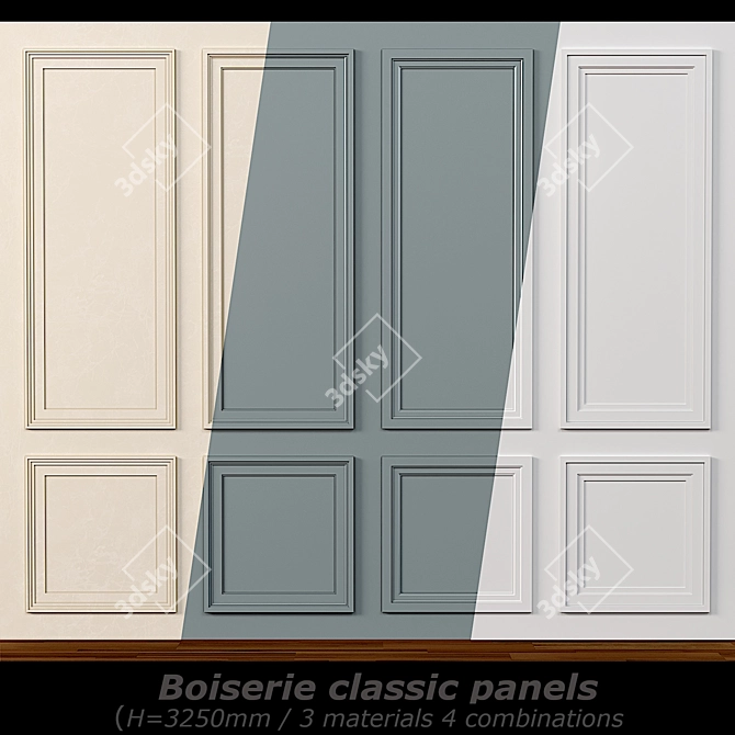 Classic Boiserie Wall Molding 3D model image 1