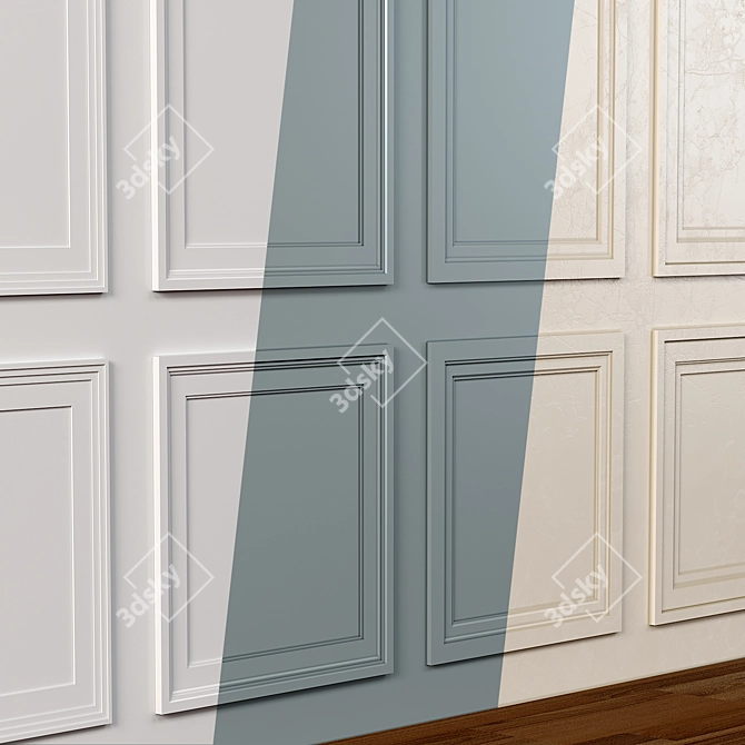 Classic Boiserie Wall Molding 3D model image 2