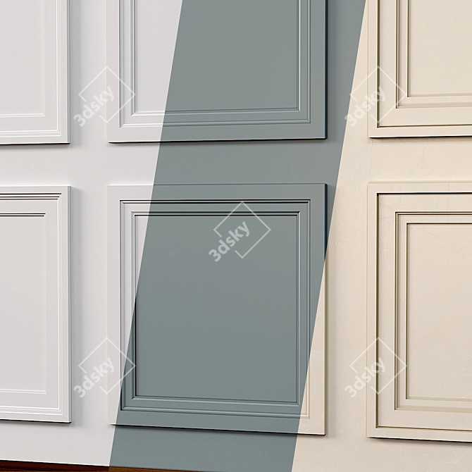 Classic Boiserie Wall Molding 3D model image 3