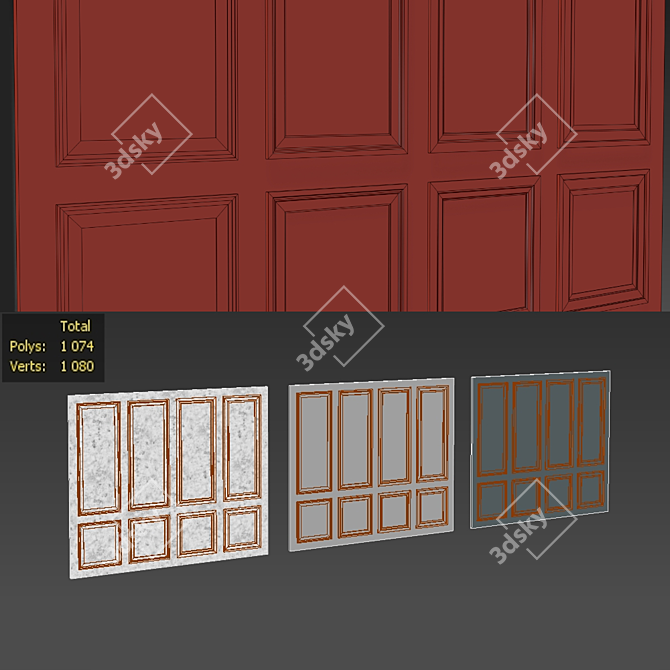 Classic Boiserie Wall Molding 3D model image 4