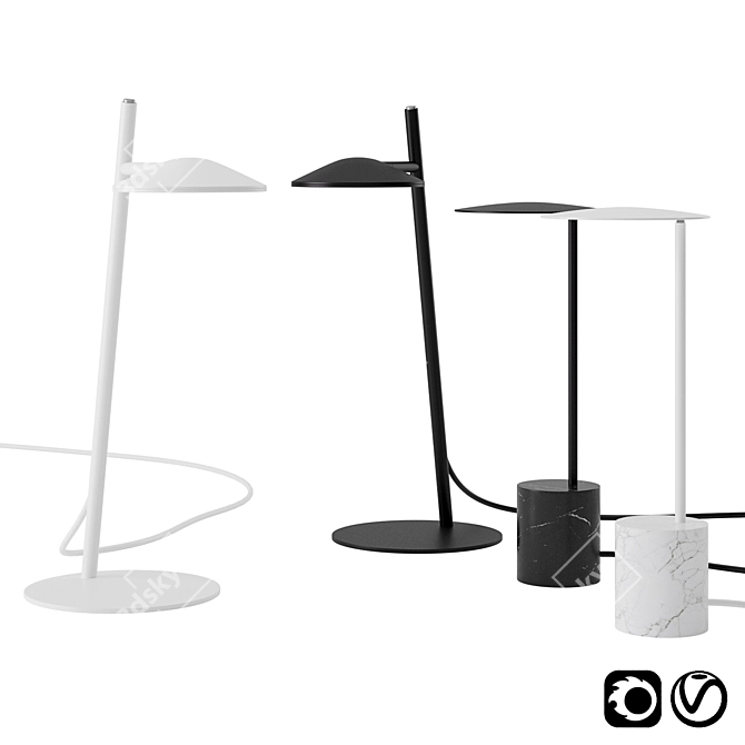 Elegant Circles & Rising Lamps 3D model image 1