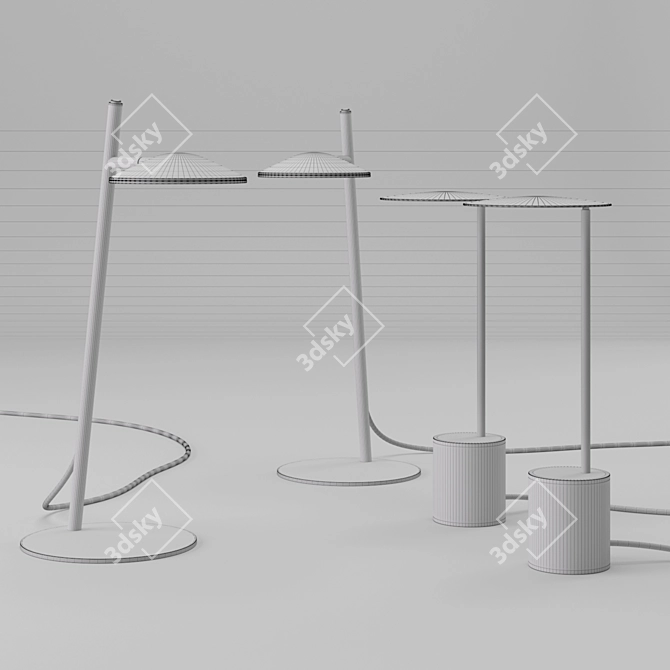 Elegant Circles & Rising Lamps 3D model image 4