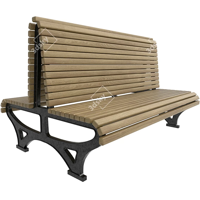 City Bench Station: Single & Double Versions 3D model image 1