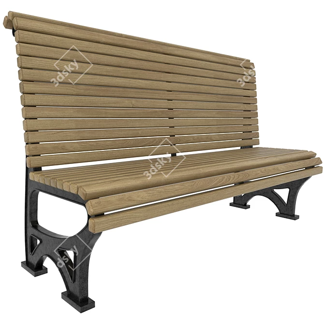 City Bench Station: Single & Double Versions 3D model image 2