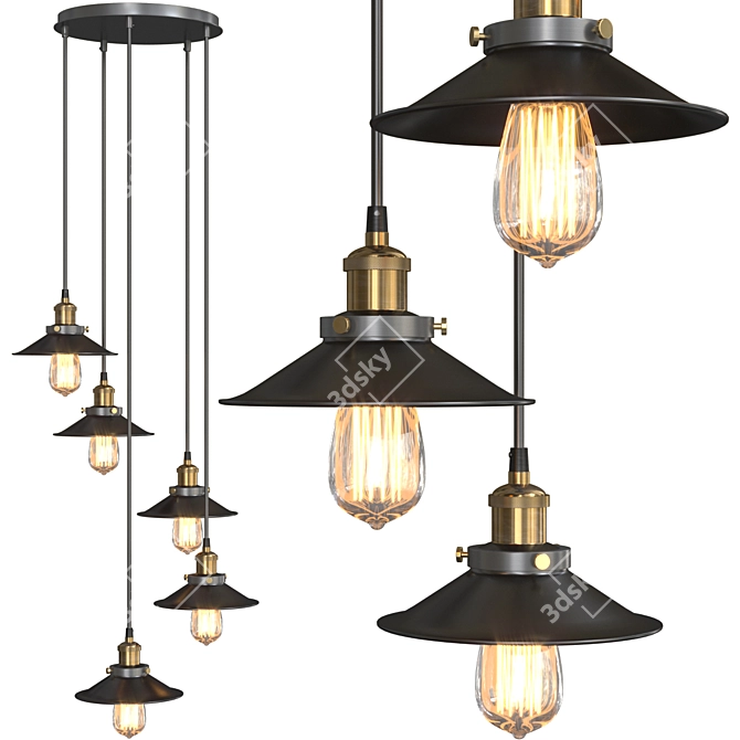 Loft Cone Pendant 5: Sleek and Stylish Lighting Solution 3D model image 1