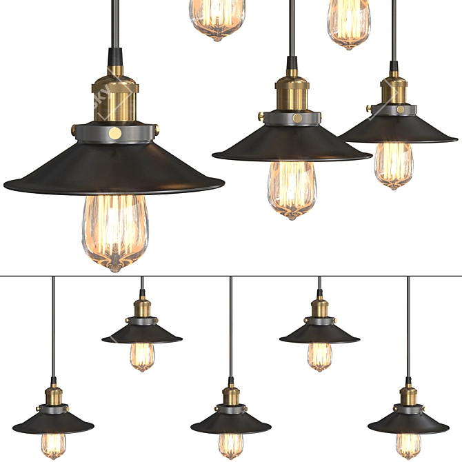 Industrial Loft Cone Pendant Chandelier 3D model image 1