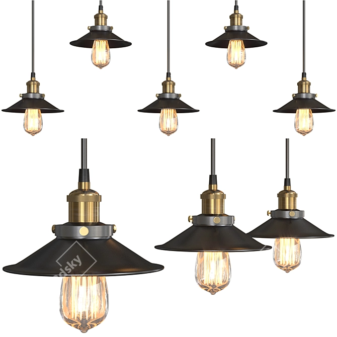 Industrial Loft Cone Pendant Chandelier 3D model image 4