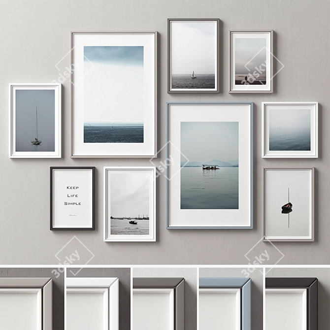 Versatile Picture Frames Set - Multiple Colors & Sizes 3D model image 1