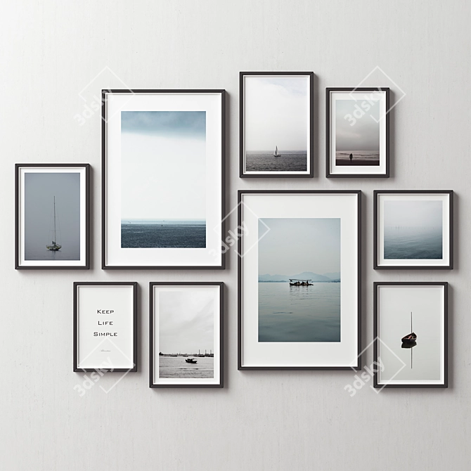 Versatile Picture Frames Set - Multiple Colors & Sizes 3D model image 4