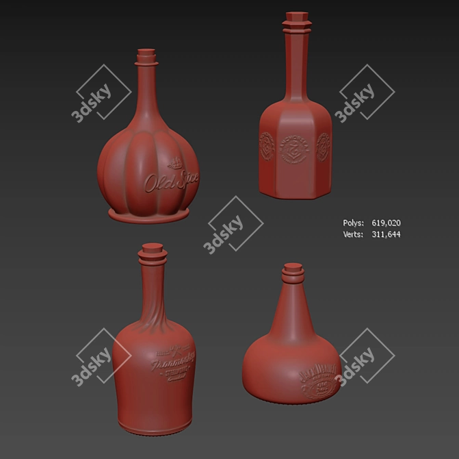 Vintage Glass Bottle 3D model image 4