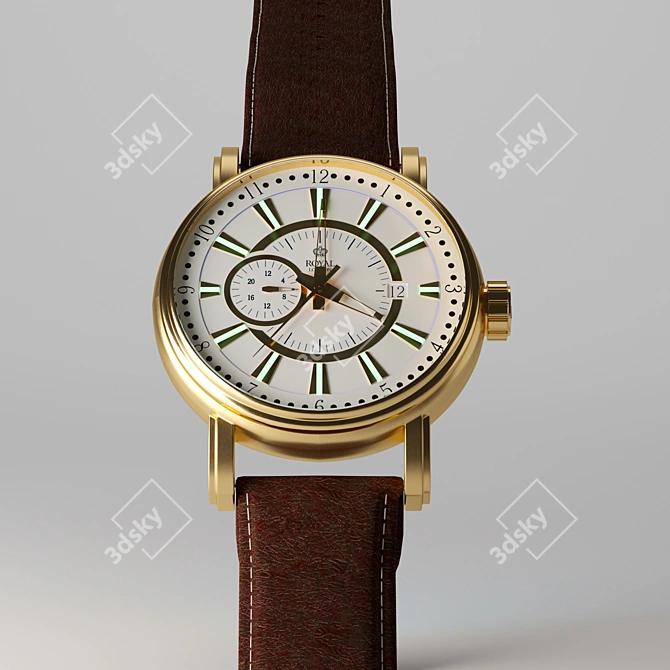 Elegant Golden Classic Wristwatch by Royal London 3D model image 1