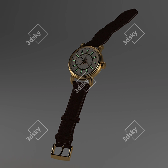 Elegant Golden Classic Wristwatch by Royal London 3D model image 3