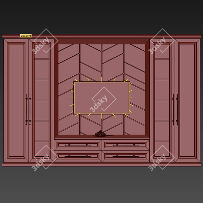 Elegant Room Wardrobe 3D model image 2