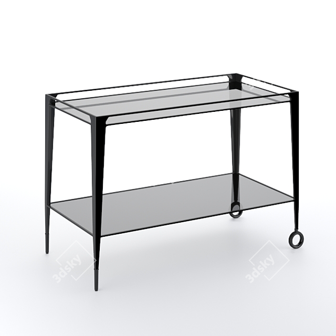 Modern Steel Glass Table 3D model image 1