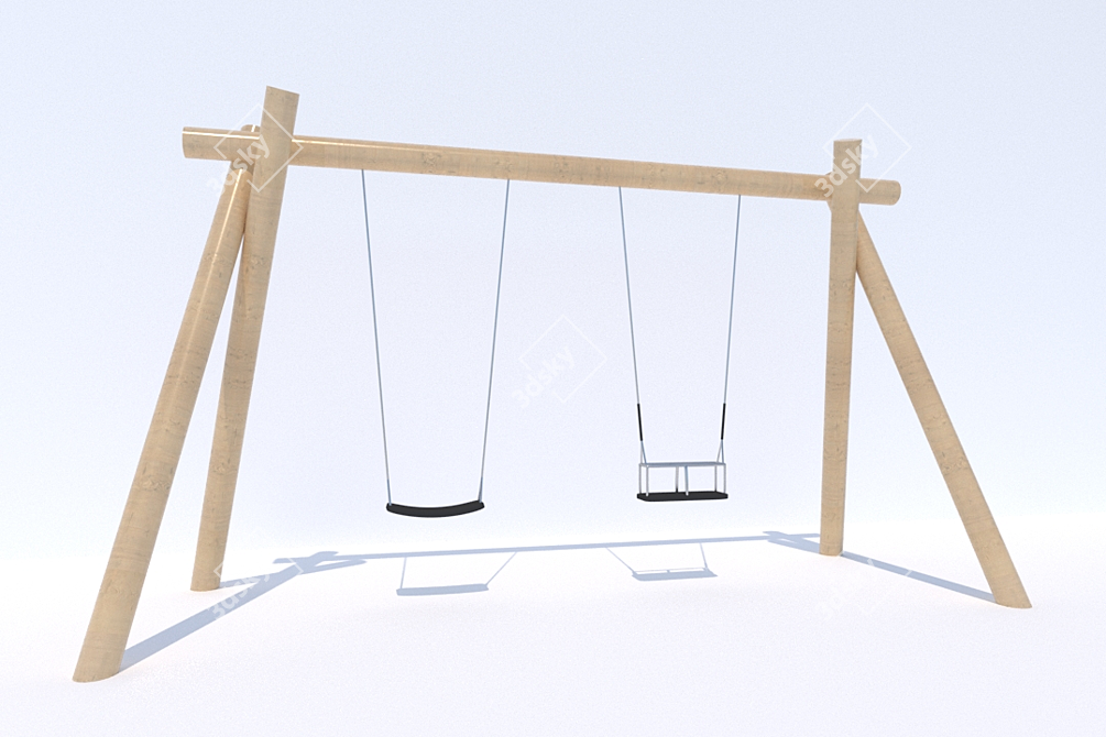 Natural Wood Playground 3D model image 5