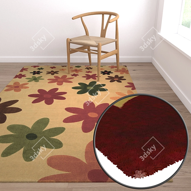 Luxurious Carpet Set: High-Quality Textures 3D model image 5