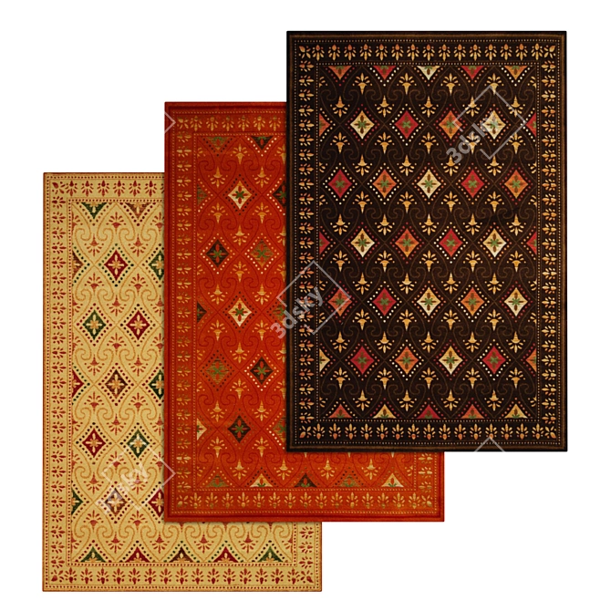 High-Quality Carpets Set - 3 Variants 3D model image 1