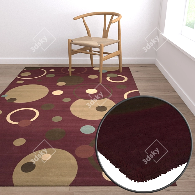 Luxury Set of 3 High-Quality Carpets 3D model image 5