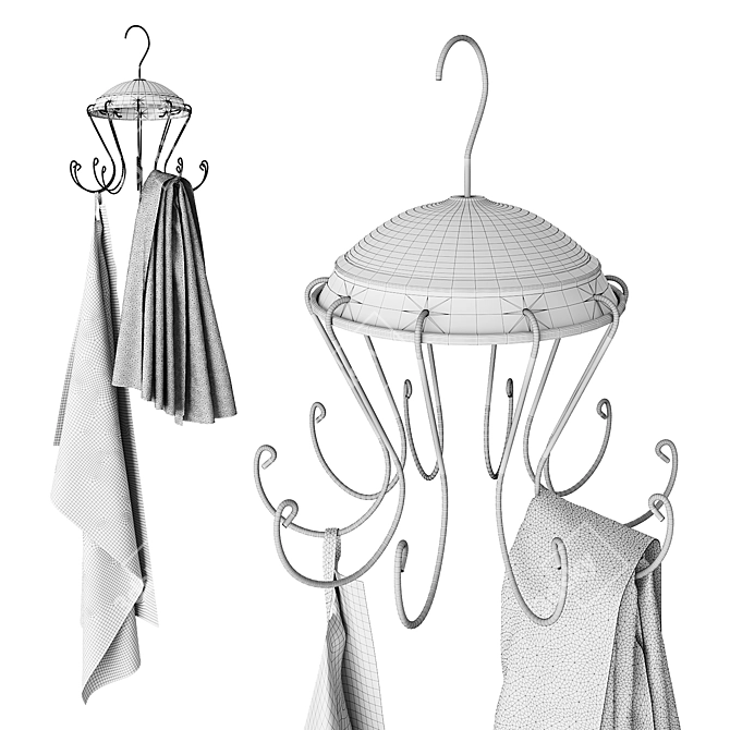 Multifunctional Hanger with Hooks 3D model image 2