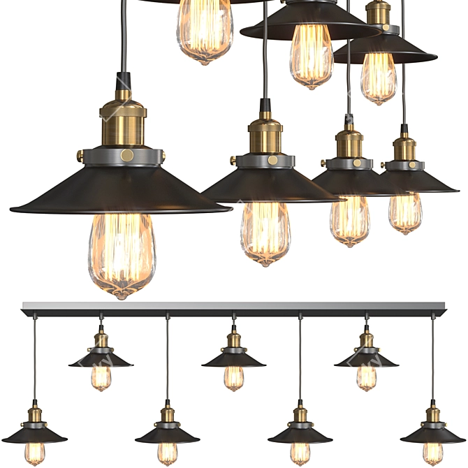 Modern Loft Cone Pendant Light - 7 Lamps 3D model image 1