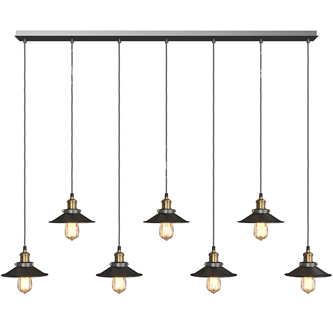 Modern Loft Cone Pendant Light - 7 Lamps 3D model image 2