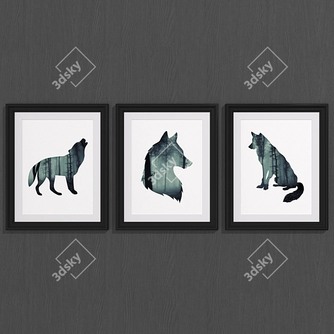 Wild Wolf Set: Modern Art Collection 3D model image 1
