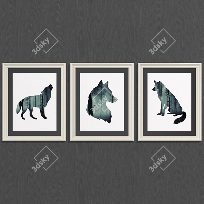 Wild Wolf Set: Modern Art Collection 3D model image 2