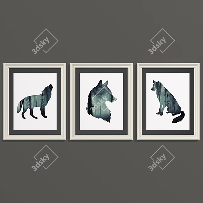 Wild Wolf Set: Modern Art Collection 3D model image 5