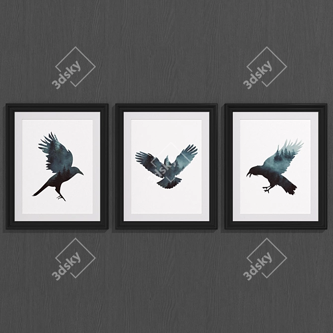 Enchanting Forest Raven Art Set 3D model image 1