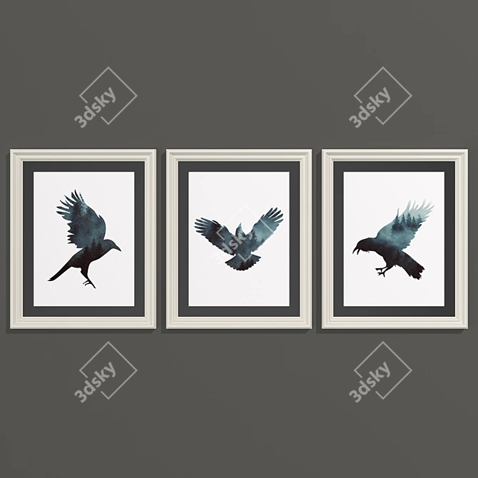 Enchanting Forest Raven Art Set 3D model image 5