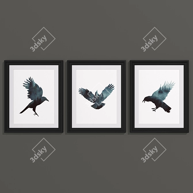 Enchanting Forest Raven Art Set 3D model image 6