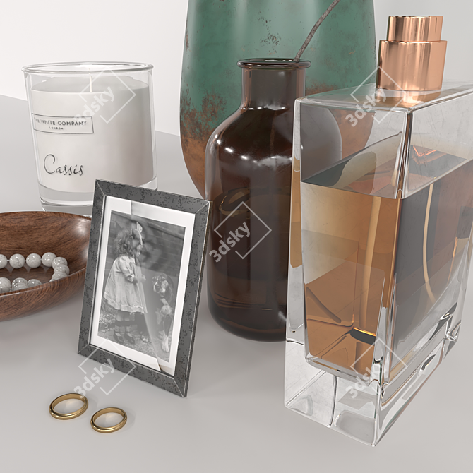 Elegant Bedside Decor Set 3D model image 2