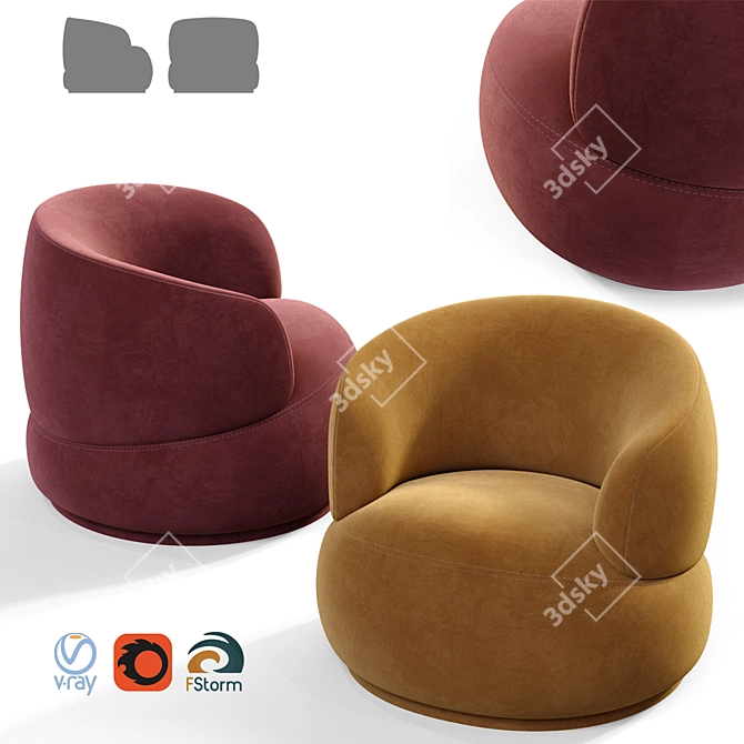 Elevate Your Space with Orbit Armchair 3D model image 1