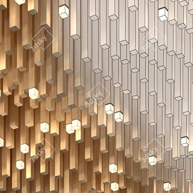 Faux Wood Ceiling Panels 3D model image 4