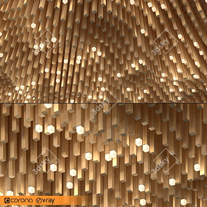 Faux Wood Ceiling Panels 3D model image 5