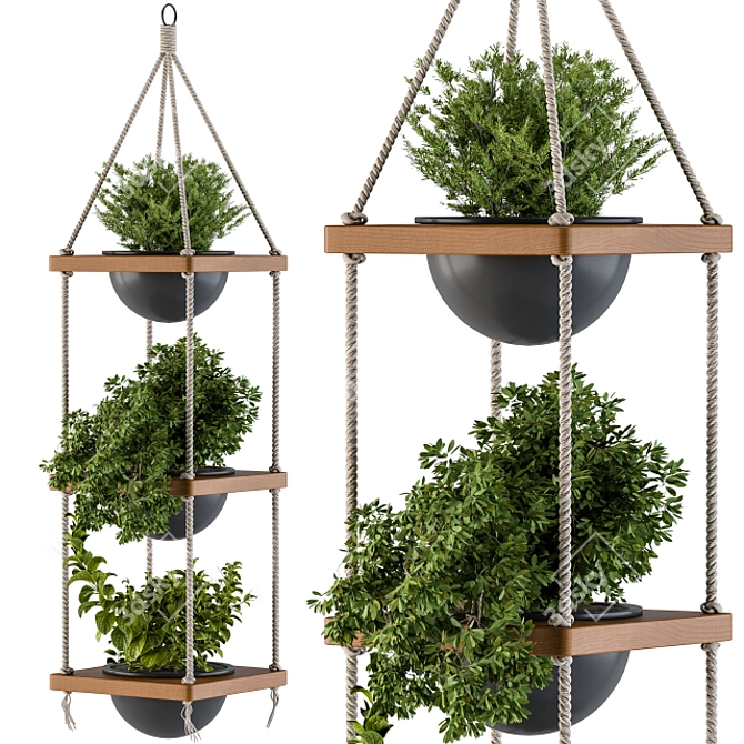 Boho Chic Hanging Planters 3D model image 2