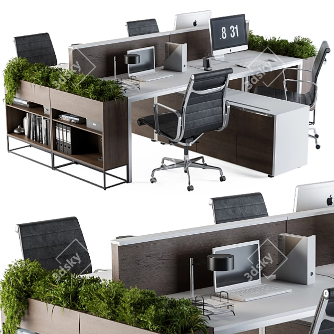 Elegant Office Flower Box 3D model image 1