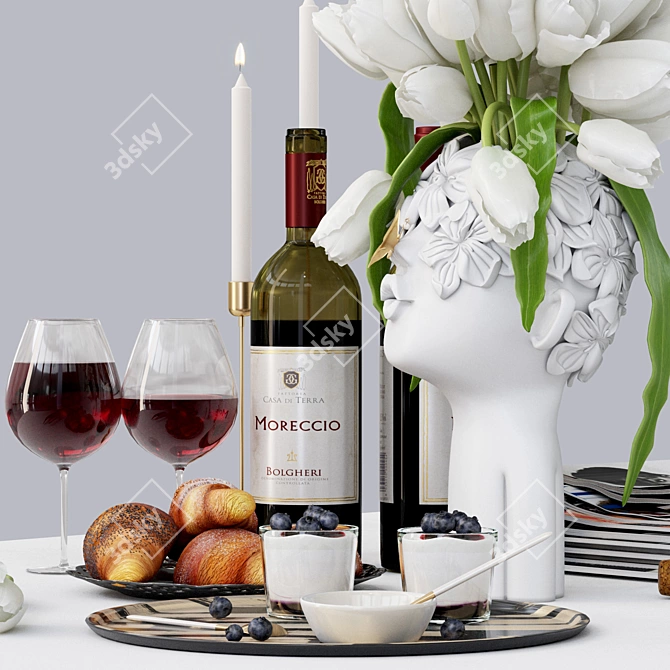 Elegant Aristocrats Breakfast Set 3D model image 4