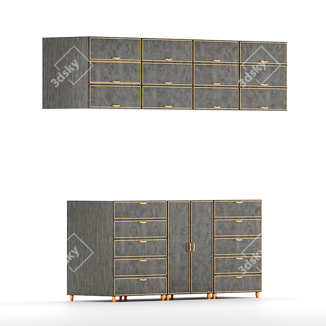 Sleek Kitchen Cabinets 3D model image 2