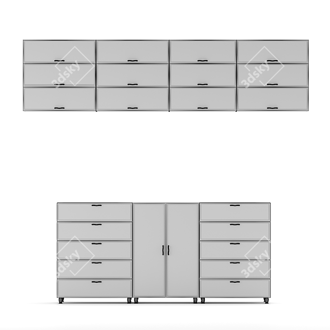 Sleek Kitchen Cabinets 3D model image 3