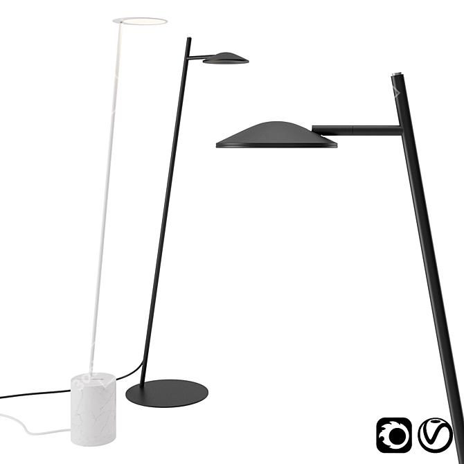 Circles and Rising Floor Lamp: Elegant Illumination by Millelumen 3D model image 1