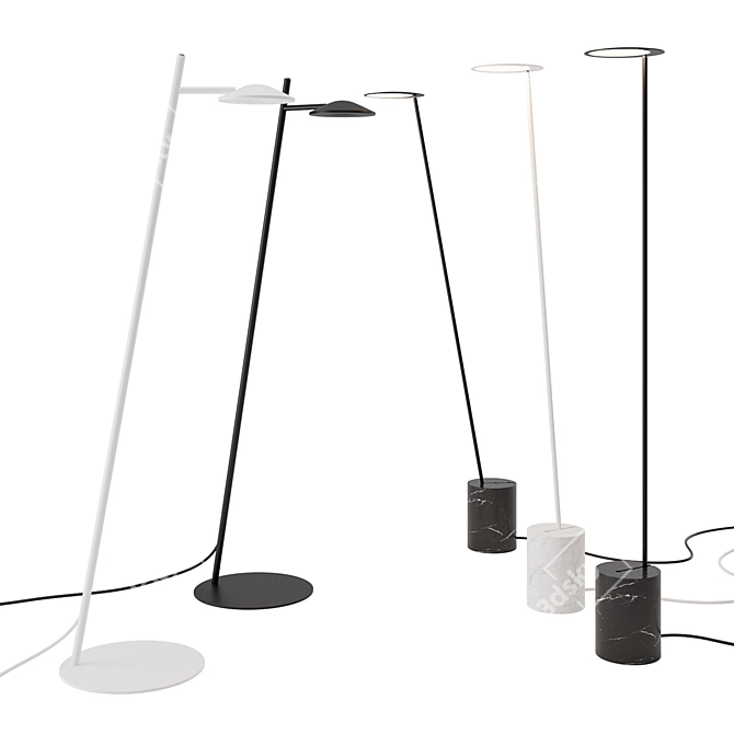 Circles and Rising Floor Lamp: Elegant Illumination by Millelumen 3D model image 2