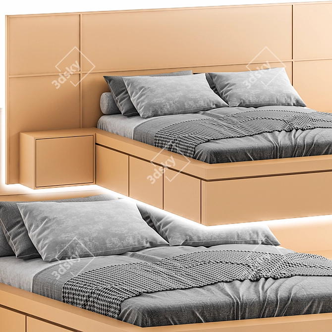 3D Bed Design & Modeling | V-ray | 120cm x 308cm x 223cm 3D model image 2
